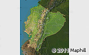 Satellite Map of Ecuador, darken, land only