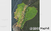 Satellite Map of Ecuador, darken, semi-desaturated