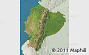 Satellite Map of Ecuador, lighten, land only