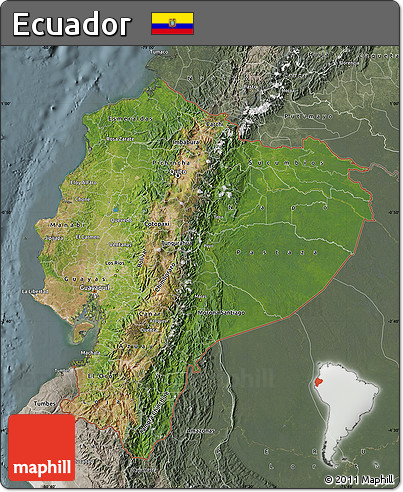 Satellite Map of Ecuador, semi-desaturated