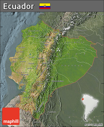 Satellite Map of Ecuador, semi-desaturated