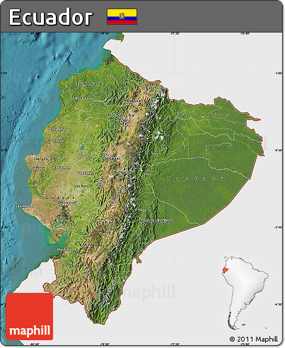 Satellite Map of Ecuador, single color outside