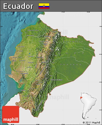 Satellite Map of Ecuador, single color outside