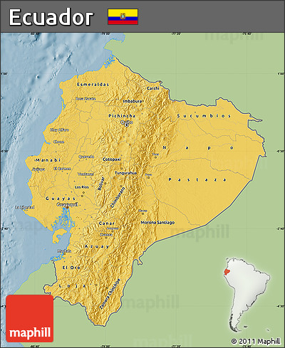 Savanna Style Map of Ecuador, single color outside