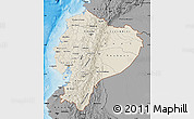 Shaded Relief Map of Ecuador, darken, desaturated, land only