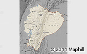 Shaded Relief Map of Ecuador, darken, desaturated