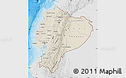 Shaded Relief Map of Ecuador, lighten, desaturated, land only