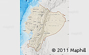 Shaded Relief Map of Ecuador, lighten, semi-desaturated, land only