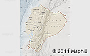 Shaded Relief Map of Ecuador, lighten, semi-desaturated