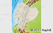 Shaded Relief Map of Ecuador, physical outside