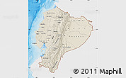 Shaded Relief Map of Ecuador, single color outside