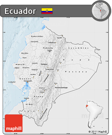 Silver Style Map of Ecuador, single color outside
