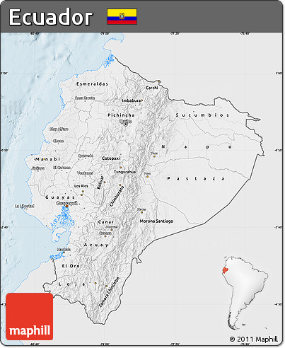 Silver Style Map of Ecuador, single color outside