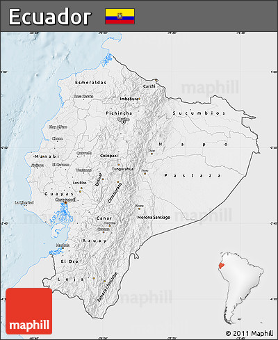 Silver Style Map of Ecuador, single color outside