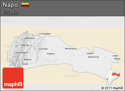 Classic Style 3D Map of Napo, single color outside