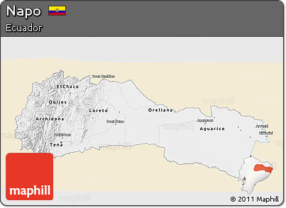 Classic Style 3D Map of Napo, single color outside
