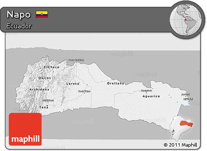 Gray 3D Map of Napo, single color outside