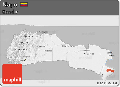 Gray 3D Map of Napo, single color outside