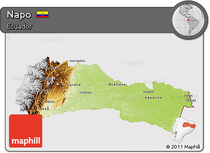 Physical 3D Map of Napo, cropped outside