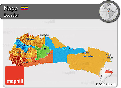 Political 3D Map of Napo, single color outside