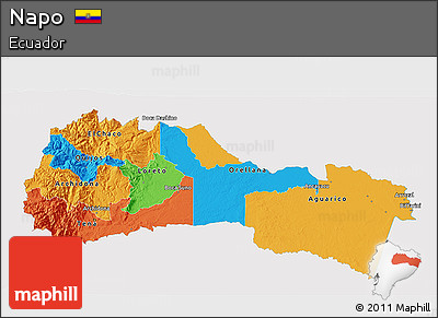 Political 3D Map of Napo, single color outside