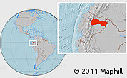 Gray Location Map of Napo, within the entire country, hill shading