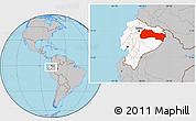 Gray Location Map of Napo, highlighted country, within the entire country
