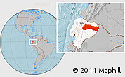 Gray Location Map of Napo, highlighted country, hill shading