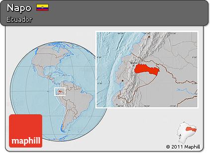 Gray Location Map of Napo, hill shading