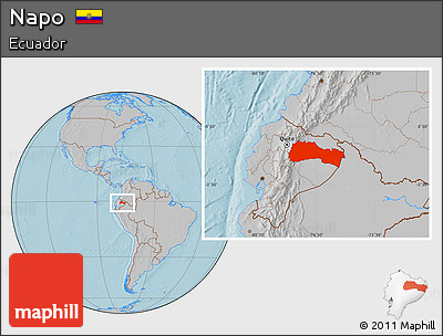 Gray Location Map of Napo, hill shading