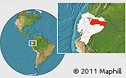 Satellite Location Map of Napo, highlighted country, within the entire country