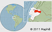 Savanna Style Location Map of Napo, highlighted country, hill shading