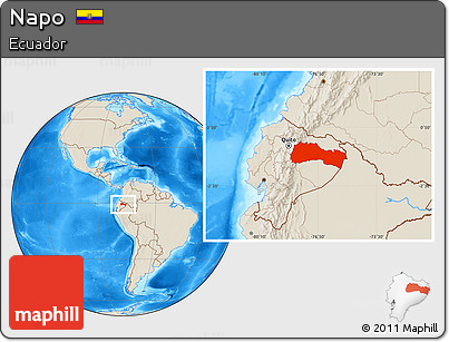 Shaded Relief Location Map of Napo