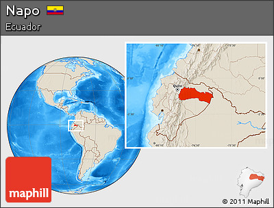 Shaded Relief Location Map of Napo