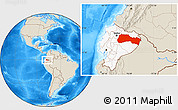 Shaded Relief Location Map of Napo, highlighted country