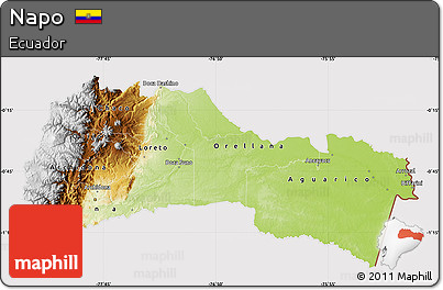 Physical Map of Napo, cropped outside