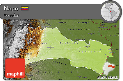Physical Map of Napo, darken