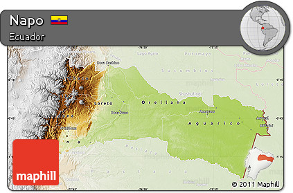 Physical Map of Napo, lighten