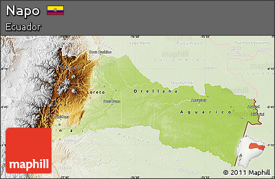 Physical Map of Napo, lighten