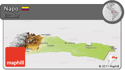 Physical Panoramic Map of Napo, cropped outside