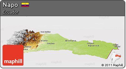 Physical Panoramic Map of Napo, cropped outside