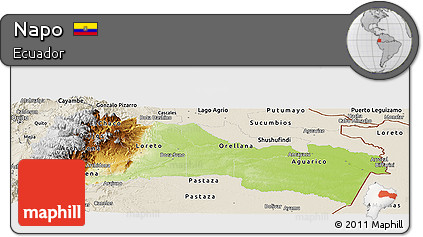 Physical Panoramic Map of Napo, shaded relief outside