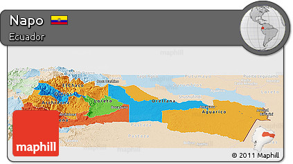 Political Panoramic Map of Napo, lighten
