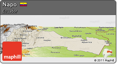 Shaded Relief Panoramic Map of Napo, physical outside