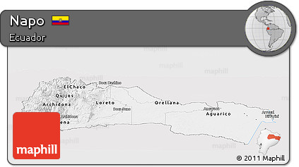 Silver Style Panoramic Map of Napo, single color outside