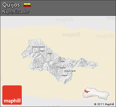 Classic Style 3D Map of Quijos, single color outside