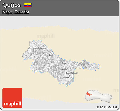 Classic Style 3D Map of Quijos, single color outside