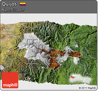 Physical 3D Map of Quijos, satellite outside