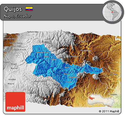 Political 3D Map of Quijos, physical outside