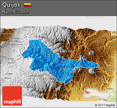 Political 3D Map of Quijos, physical outside